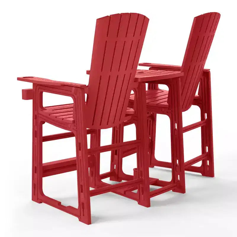 WestinTrends Azura Outdoor Tall Adirondack Chairs With Connecting Table Tray (Set of 2), White