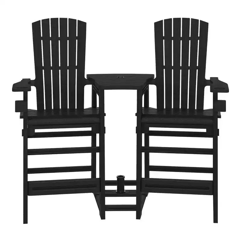 WestinTrends Azura Outdoor Tall Adirondack Chairs With Connecting Table Tray (Set of 2), White