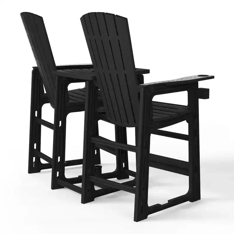WestinTrends Azura Outdoor Tall Adirondack Chairs With Connecting Table Tray (Set of 2), White