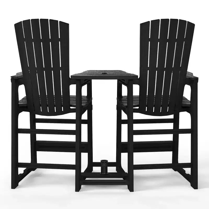 WestinTrends Azura Outdoor Tall Adirondack Chairs With Connecting Table Tray (Set of 2), White