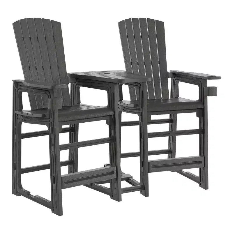 WestinTrends Azura Outdoor Tall Adirondack Chairs With Connecting Table Tray (Set of 2), White