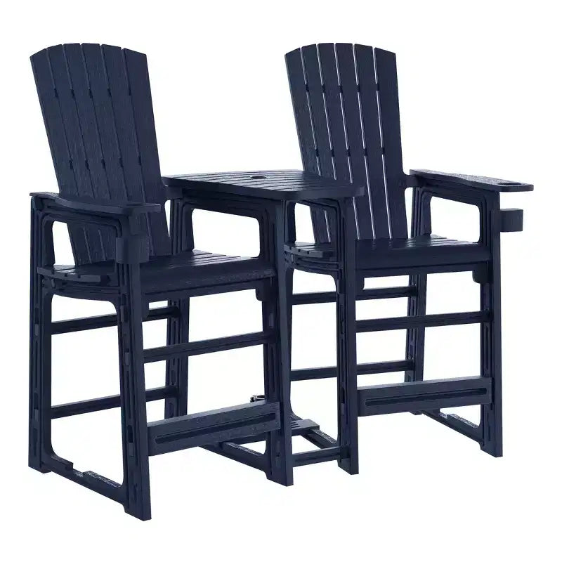 WestinTrends Azura Outdoor Tall Adirondack Chairs With Connecting Table Tray (Set of 2), White