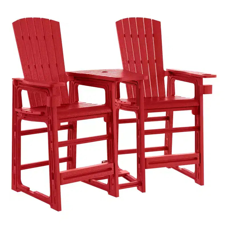 WestinTrends Azura Outdoor Tall Adirondack Chairs With Connecting Table Tray (Set of 2), White