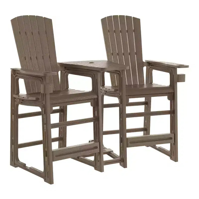 WestinTrends Azura Outdoor Tall Adirondack Chairs With Connecting Table Tray (Set of 2), White