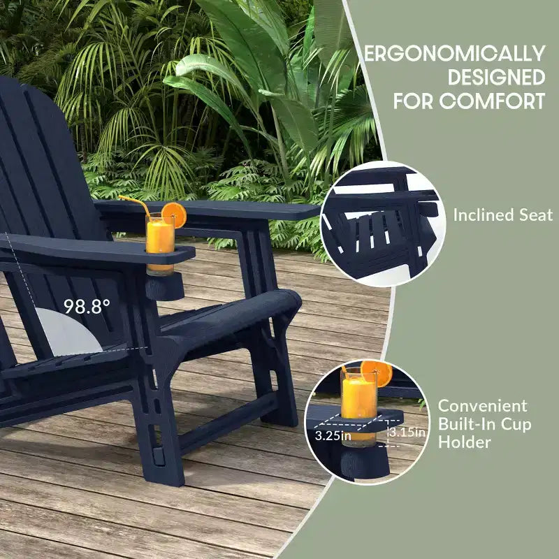 WestinTrends Azura No-Tools Outdoor HDPE Patio Adirondack Chair with Patio Ottoman