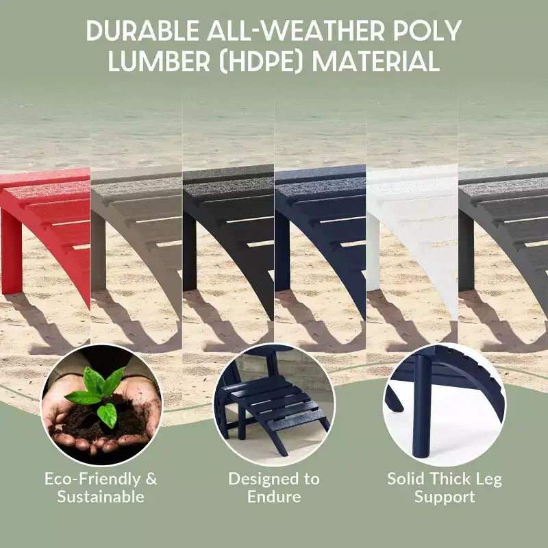 WestinTrends Azura No-Tools Outdoor HDPE Patio Adirondack Chair with Patio Ottoman