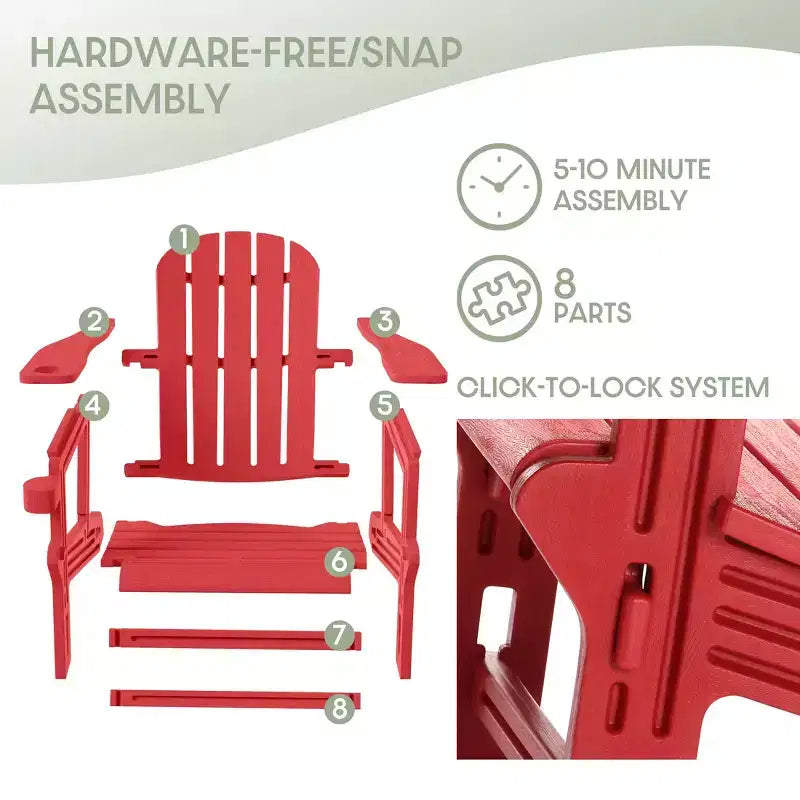 WestinTrends Azura No-Tools Outdoor HDPE Patio Adirondack Chair with Patio Ottoman