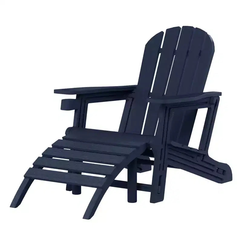 WestinTrends Azura No-Tools Outdoor HDPE Patio Adirondack Chair with Patio Ottoman