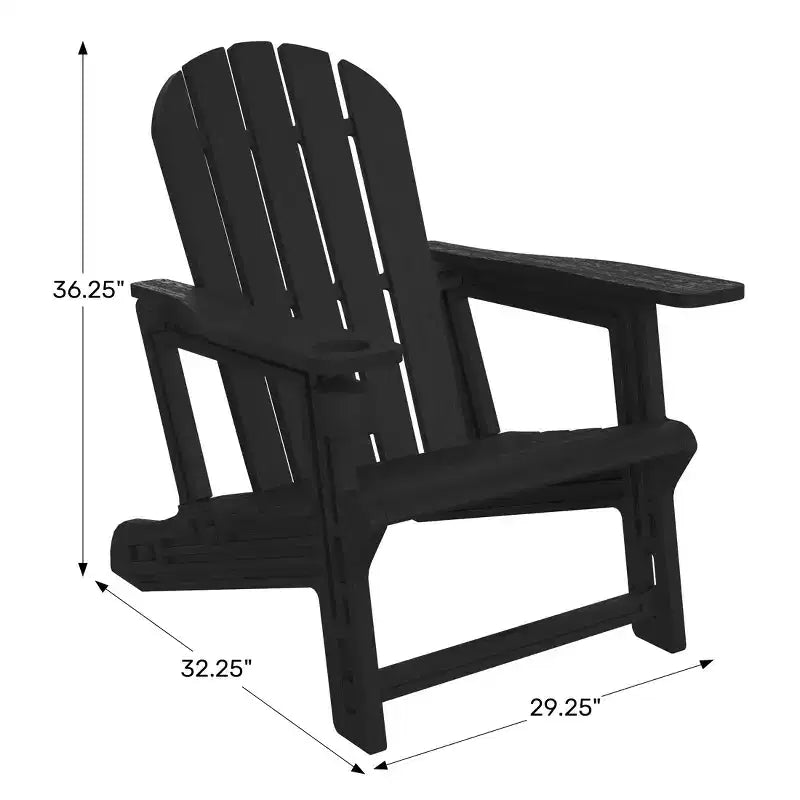 WestinTrends Azura Tool-Free Assembly Outdoor Patio HDPE Plastic Adirondack Chair with Cup Holder, White