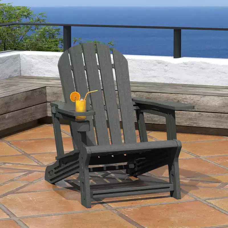 WestinTrends Azura Tool-Free Assembly Outdoor Patio HDPE Plastic Adirondack Chair with Cup Holder, White