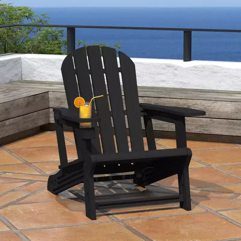 WestinTrends Azura Tool-Free Assembly Outdoor Patio HDPE Plastic Adirondack Chair with Cup Holder, White