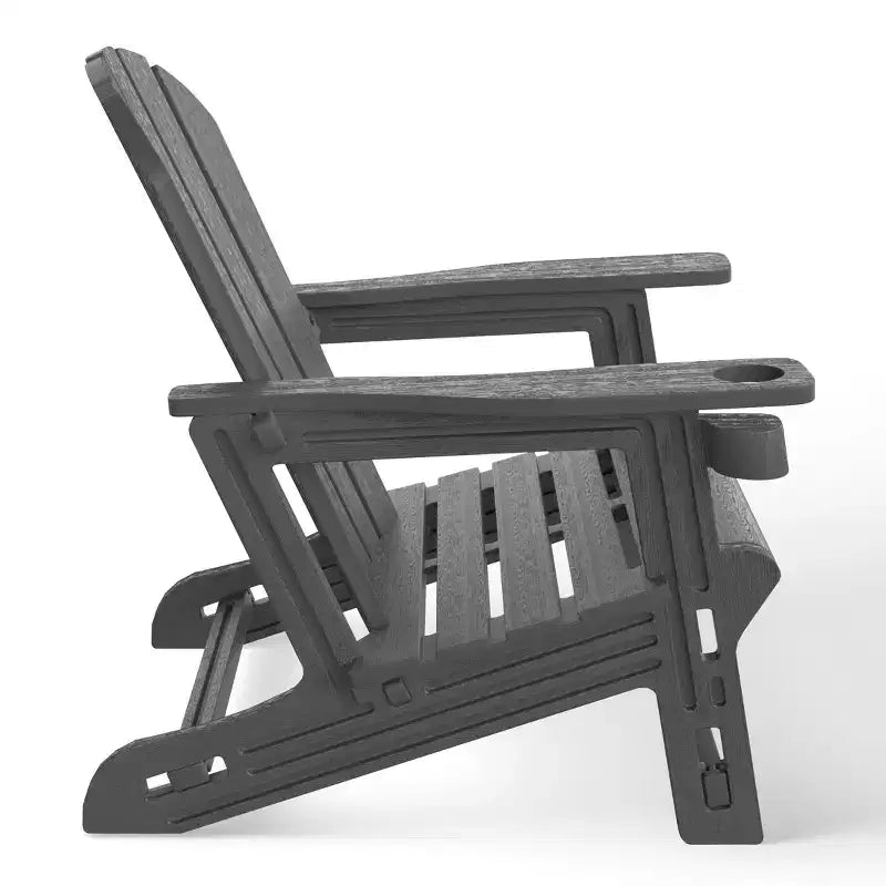 WestinTrends Azura Tool-Free Assembly Outdoor Patio HDPE Plastic Adirondack Chair with Cup Holder, White