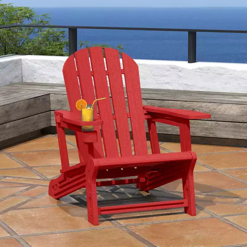 WestinTrends Azura Tool-Free Assembly Outdoor Patio HDPE Plastic Adirondack Chair with Cup Holder, White