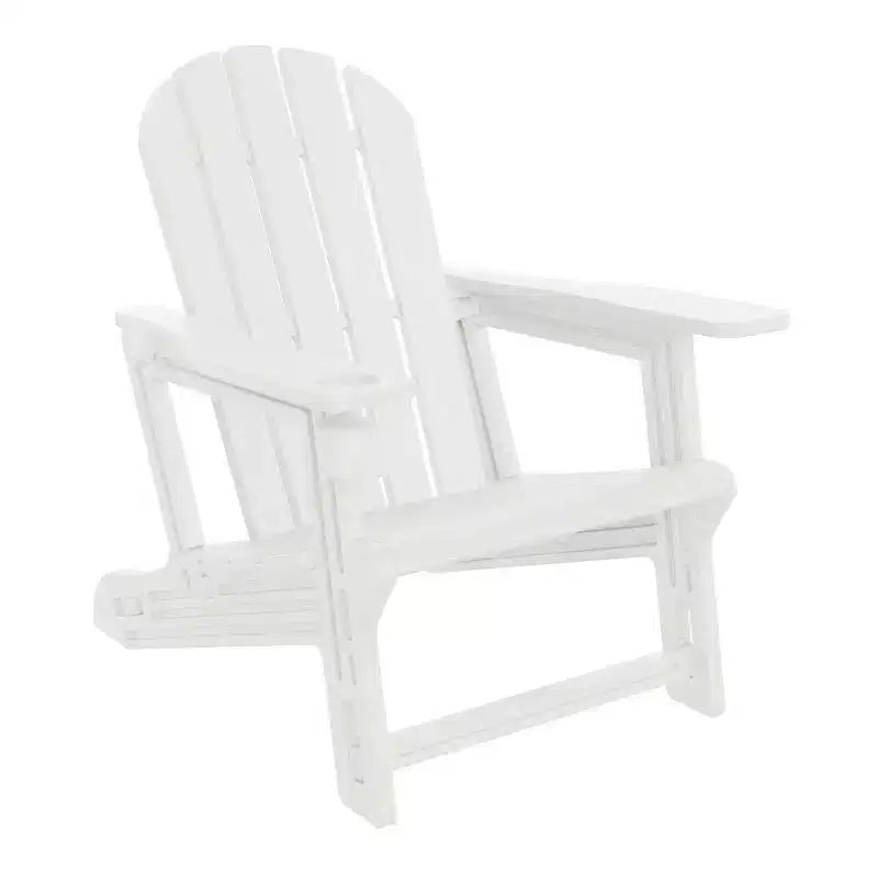 WestinTrends Azura Tool-Free Assembly Outdoor Patio HDPE Plastic Adirondack Chair with Cup Holder, White