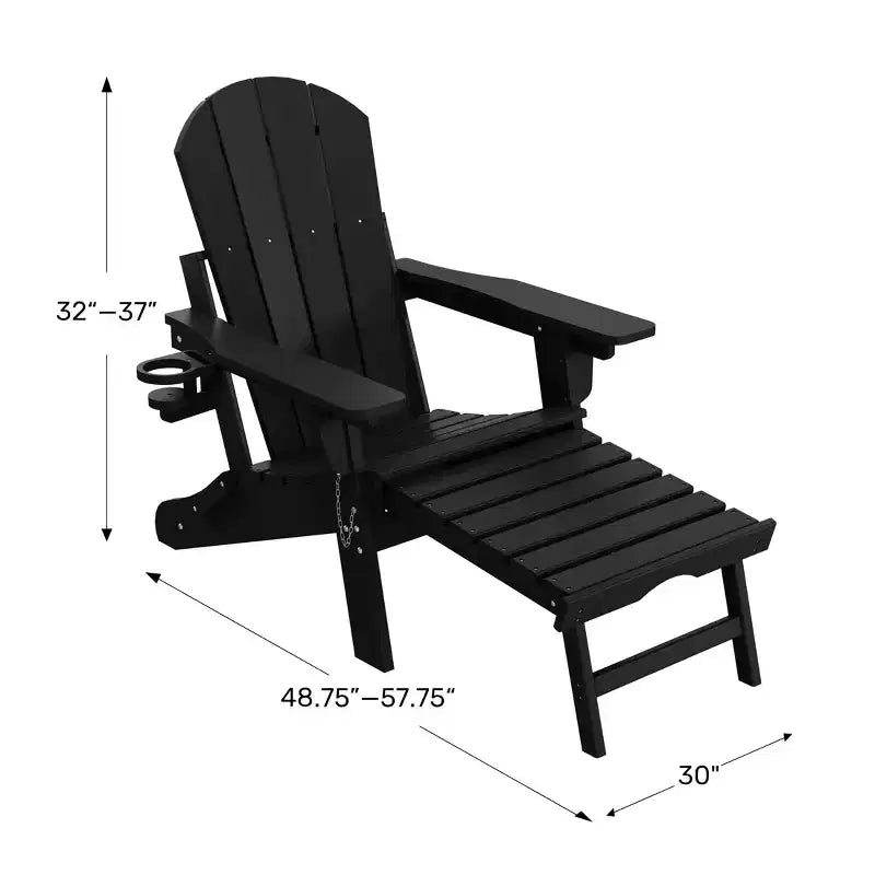 WestinTrends Malibu Folding Adjustable Adirondack Chair with Retractable Ottoman and Cup Holder (Set of 2), Red