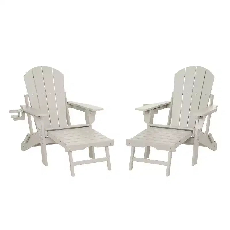 WestinTrends Malibu Folding Adjustable Adirondack Chair with Retractable Ottoman and Cup Holder (Set of 2), Red