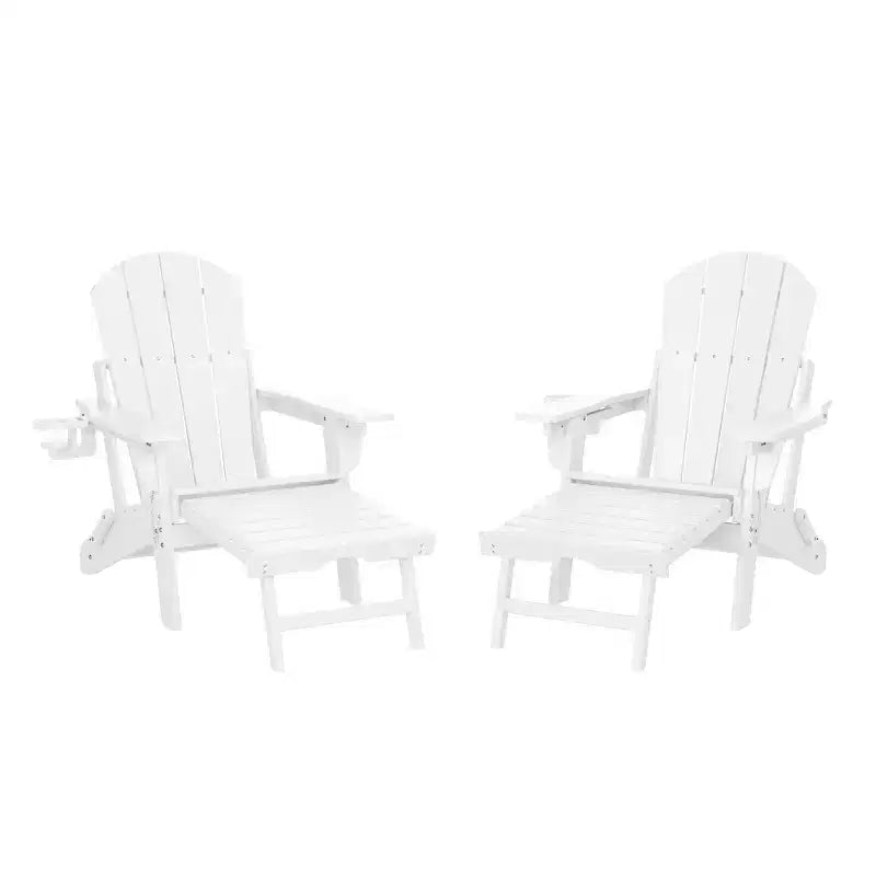 WestinTrends Malibu Folding Adjustable Adirondack Chair with Retractable Ottoman and Cup Holder (Set of 2), Red