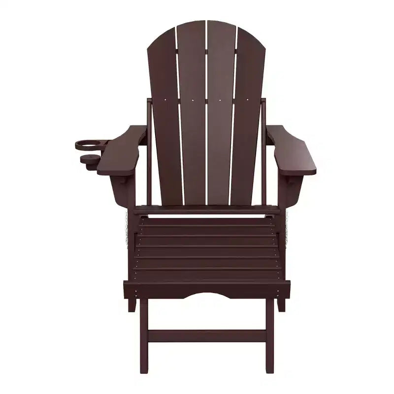 Chaise Adirondack pliante et réglable WestinTrends Malibu avec repose-pieds rétractable et porte-gobelet, Bois vieilli