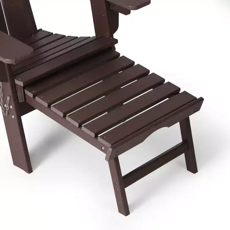 Chaise Adirondack pliante et réglable WestinTrends Malibu avec repose-pieds rétractable et porte-gobelet, Bois vieilli