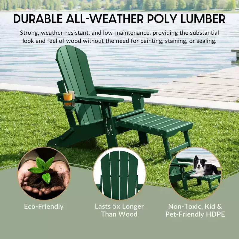 Chaise Adirondack pliante et réglable WestinTrends Malibu avec repose-pieds rétractable et porte-gobelet, Bois vieilli