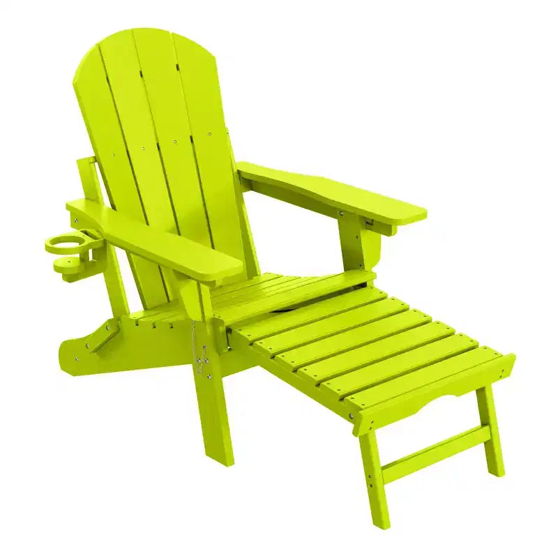 WestinTrends Malibu Folding Adjustable Adirondack Chair with Retractable Ottoman and Cup Holder, Weathered Wood