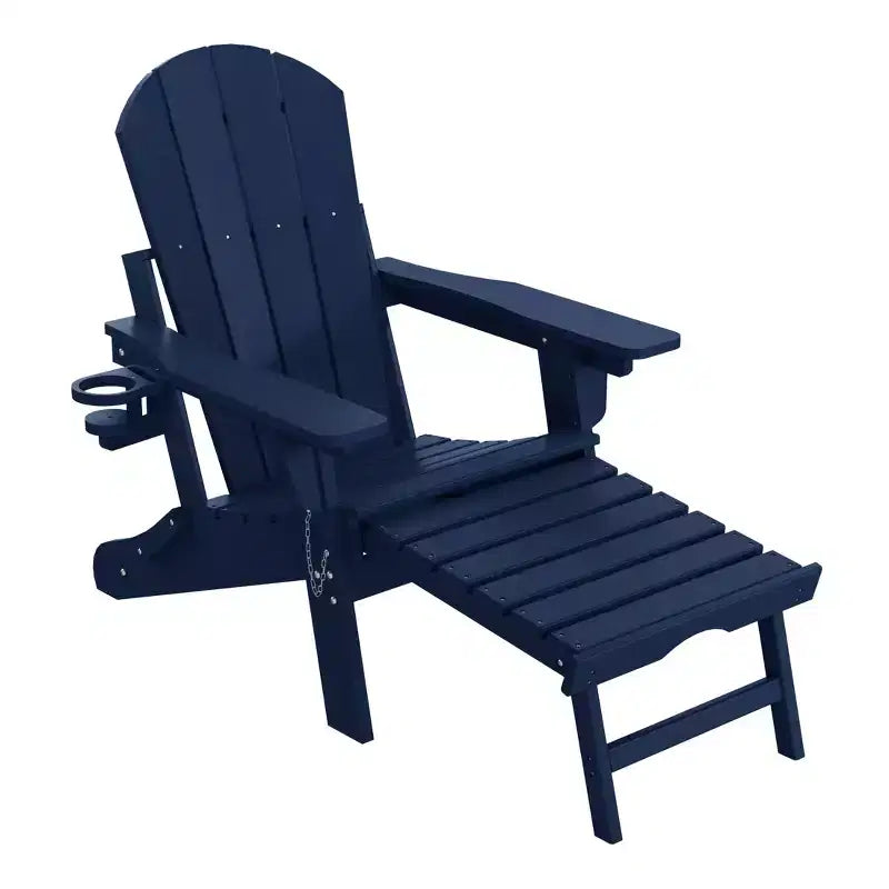 WestinTrends Malibu Folding Adjustable Adirondack Chair with Retractable Ottoman and Cup Holder, Weathered Wood