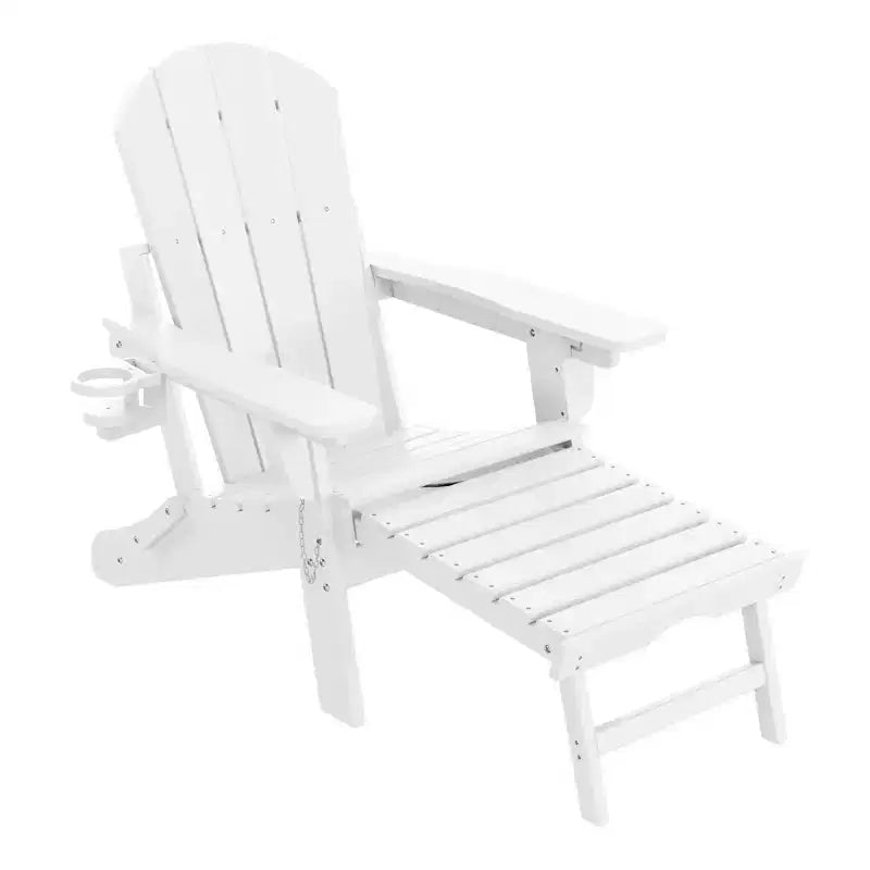 WestinTrends Malibu Folding Adjustable Adirondack Chair with Retractable Ottoman and Cup Holder, Weathered Wood