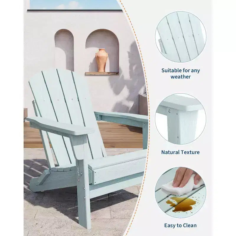 Chaises Adirondack Pliantes avec Dossier Allongé Ergonomique, Chaises Brasero en PEHD Résistant aux Intempéries, Chaise Longue d'Extérieur pour Patio, Jardin et Pelouse