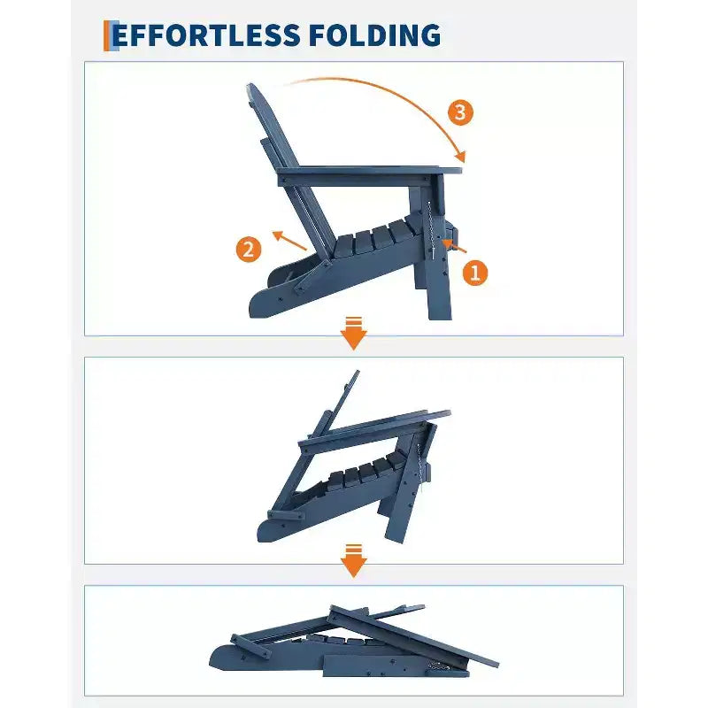 Chaises Adirondack Pliantes avec Dossier Allongé Ergonomique, Chaises Brasero en PEHD Résistant aux Intempéries, Chaise Longue d'Extérieur pour Patio, Jardin et Pelouse
