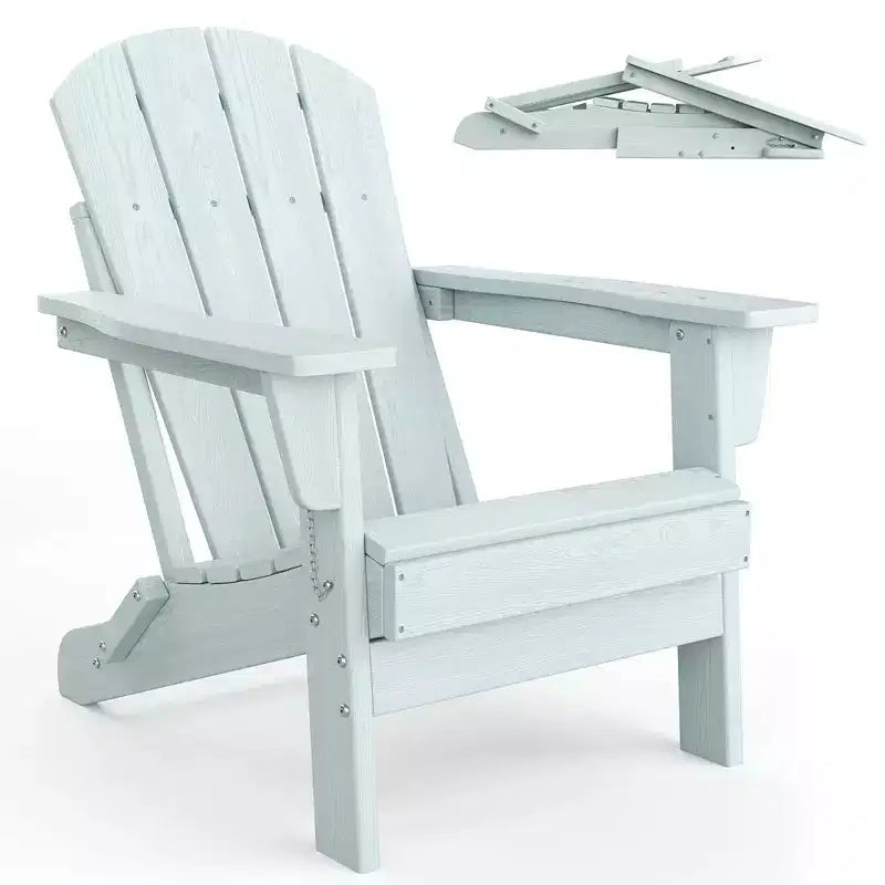 Folding Adirondack Chairs with Ergonomic Extended Backrest, Weather-Resistant HDPE Fire Pit Chairs, Outdoor Lounger for Patio, Garden & Lawn