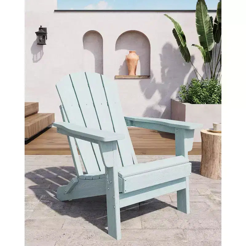 Folding Adirondack Chair Set of 2, HDPE Plastic Weather Resistant Oversized Outdoor Chair for Patio, Lawn, Garden, Backyard, Deck, 380 Lb Support