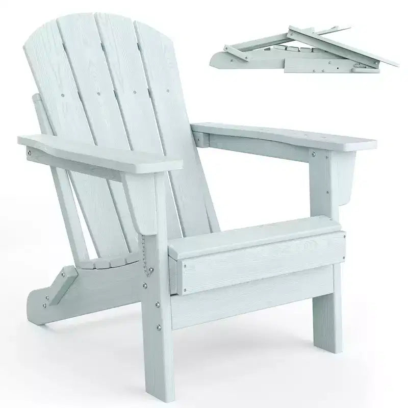 Folding Adirondack Chair Set of 2, HDPE Plastic Weather Resistant Oversized Outdoor Chair for Patio, Lawn, Garden, Backyard, Deck, 380 Lb Support