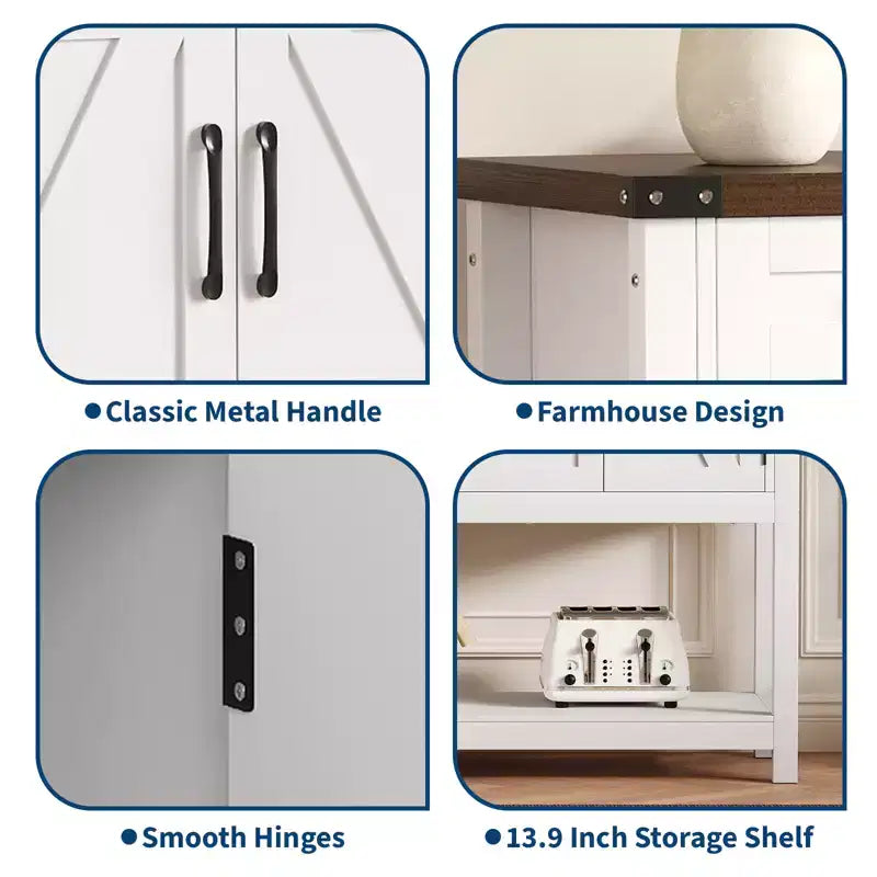Credenza a buffet da 47 pollici con cassetti e ante scorrevoli