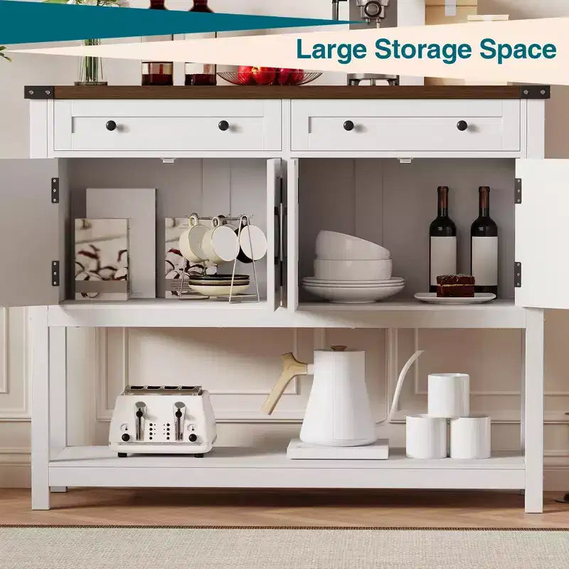 Credenza a buffet da 47 pollici con cassetti e ante scorrevoli