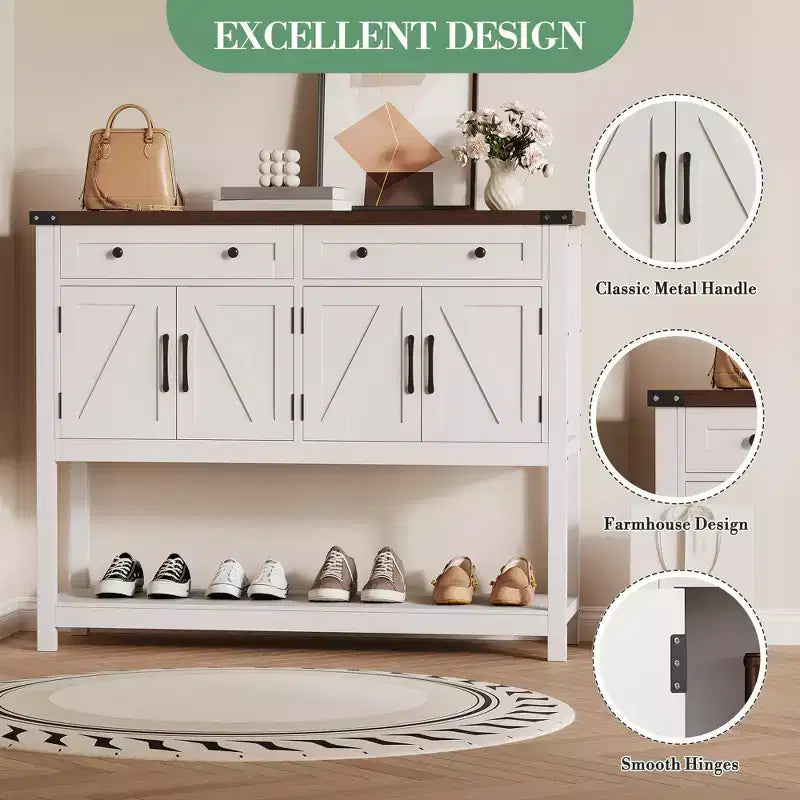 Credenza a buffet da 47 pollici con cassetti e ante scorrevoli