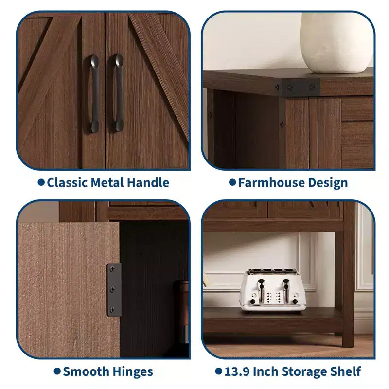 Credenza a buffet da 47 pollici con cassetti e ante scorrevoli