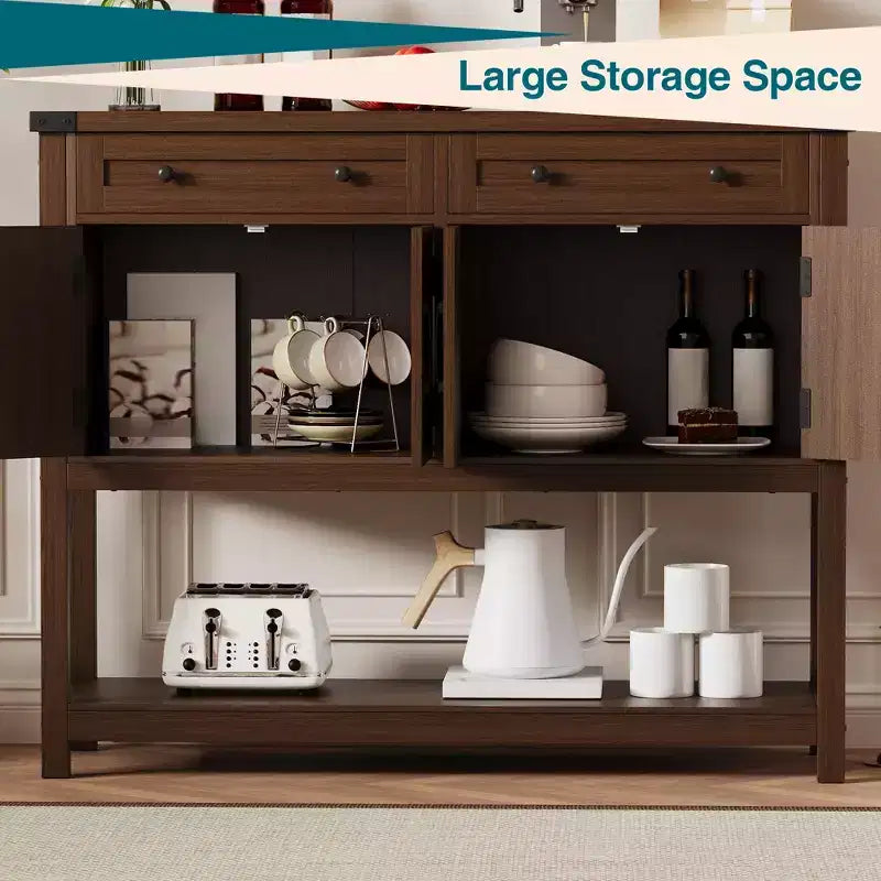Credenza a buffet da 47 pollici con cassetti e ante scorrevoli