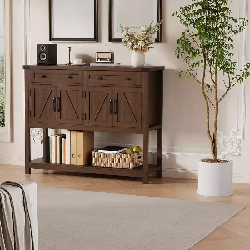 Credenza a buffet da 47 pollici con cassetti e ante scorrevoli