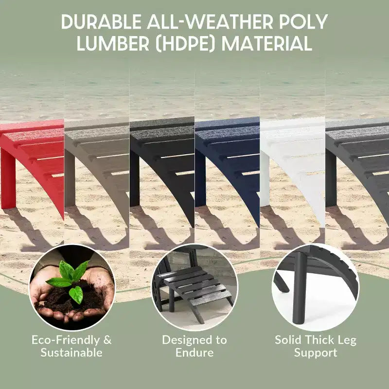 WestinTrends Azura Outdoor Patio HDPE Adirondack Ottoman Footrest