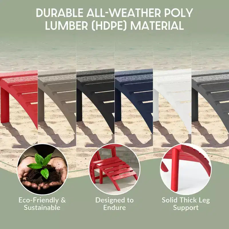 WestinTrends Azura Outdoor Patio HDPE Adirondack Ottoman Footrest