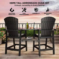 Outdoor Recycled Poly Adirondack Barstools with Connecting Tray, Tall Adirondack Chairs Bar Chairs for Deck, Patio Bar Stool Chair Set of 2