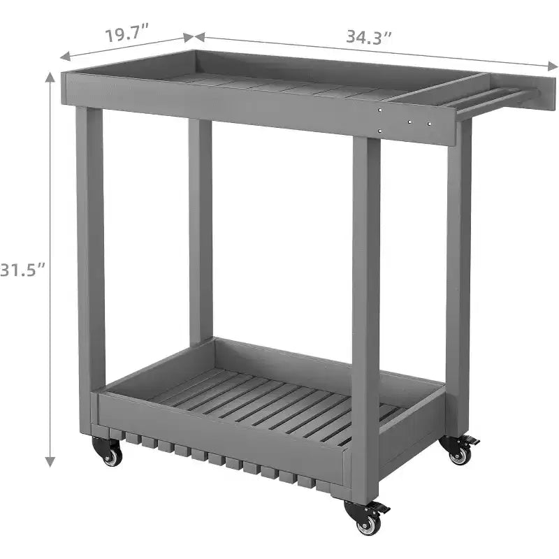 Carrello di servizio a 2 ripiani con ruote – Capacità 227 kg