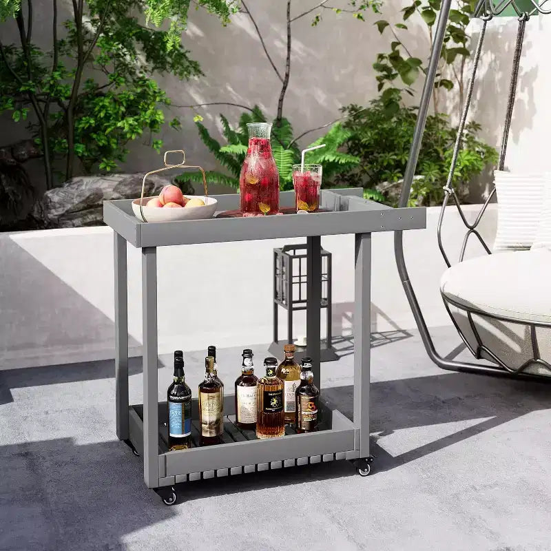 Carrello di servizio a 2 ripiani con ruote – Capacità 227 kg