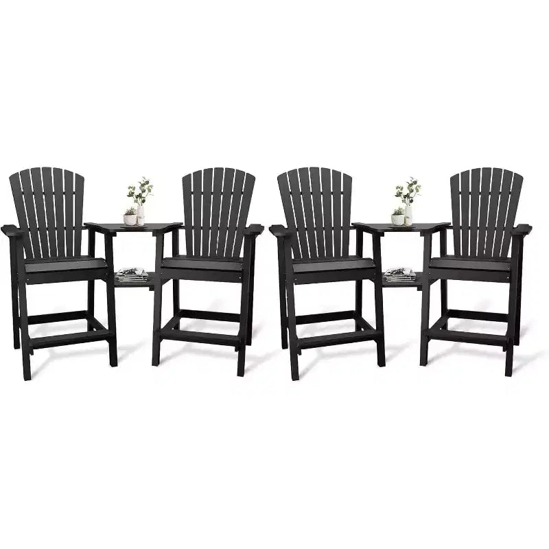 Acekool Recycled Poly Adirondack Barstool Set of 2 with Connecting Tray - Outdoor Bar Height Chairs for Patio & Deck