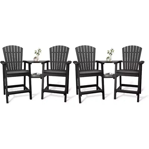 Acekool Recycled Poly Adirondack Barstool Set of 2 with Connecting Tray - Outdoor Bar Height Chairs for Patio & Deck