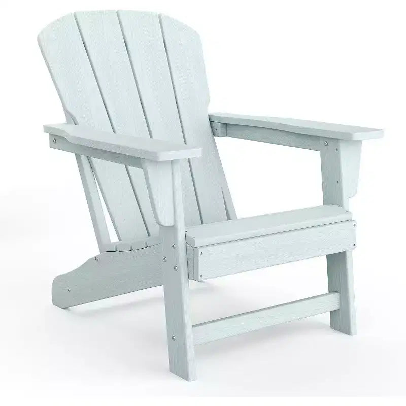 Acekool Oversize Adirondack Chair  Weather-Resistant HDPE Plastic with Wood Texture, 380 lb Capacity, Outdoor Patio Firepit Chair Black