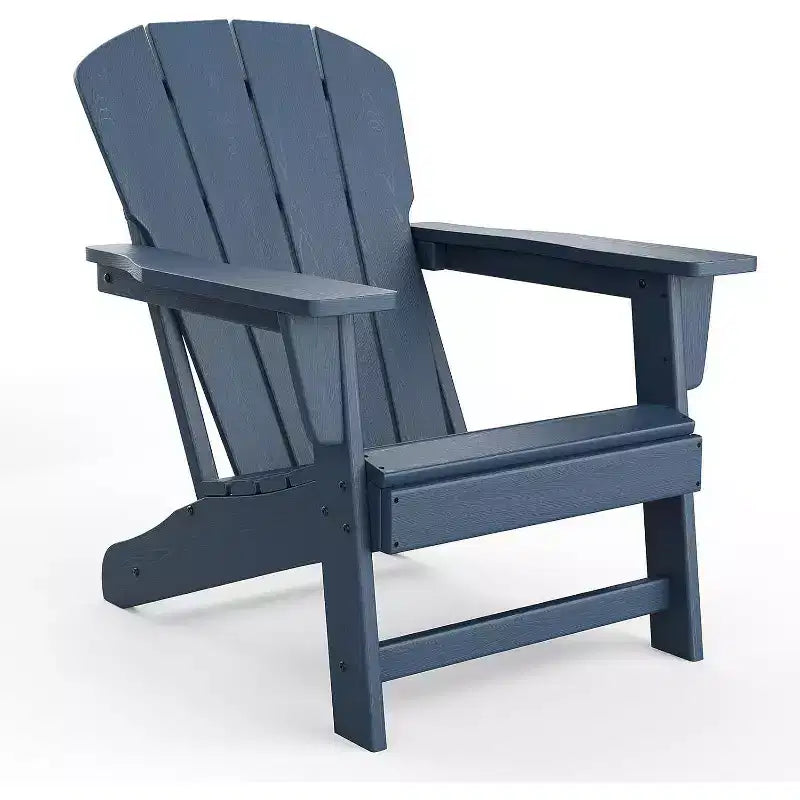 Acekool Oversize Adirondack Chair  Weather-Resistant HDPE Plastic with Wood Texture, 380 lb Capacity, Outdoor Patio Firepit Chair Black