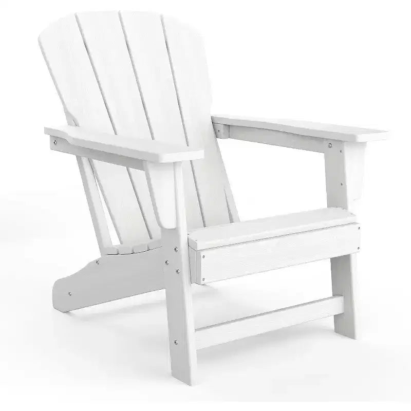 Acekool Oversize Adirondack Chair  Weather-Resistant HDPE Plastic with Wood Texture, 380 lb Capacity, Outdoor Patio Firepit Chair Black