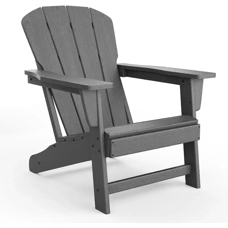 Acekool Oversize Adirondack Chair  Weather-Resistant HDPE Plastic with Wood Texture, 380 lb Capacity, Outdoor Patio Firepit Chair Black