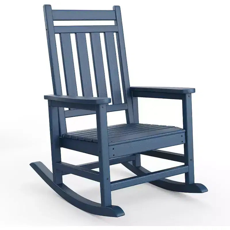 Acekool 1-Piece Outdoor Rocking Chair Set  HDPE Weather-Resistant Adirondack Rockers with Wood Texture, 380 lbs Capacity, Black